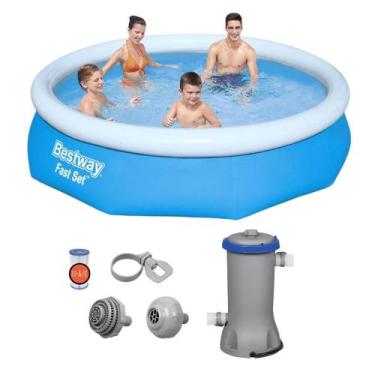 Imagem de Piscina Inflável 3.800 Litros Fast Set Bestway 3,05m + Bomba Filtro 12