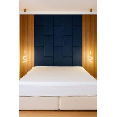 Imagem de Cabeceira 2,10x2mt de Largura Dominó com Placas Estofadas Autocolantes