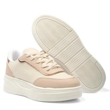 Imagem de Tênis Feminino Plataforma Alta Estiloso Moderno Confortável Para Uso Diário (Bronze, BR, Adulto, Numérico, 39)