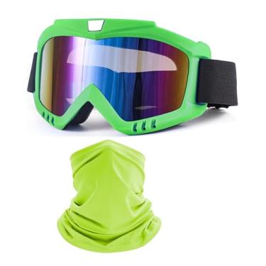 Imagem de immoono Óculos de bicicleta suja com máscara facial, óculos de motocicleta ATV motocross esqui capacete de corrida, lentes coloridas com armação verde
