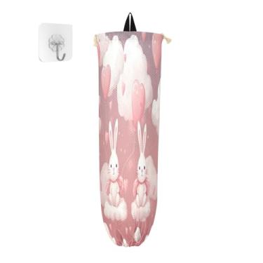 Imagem de Wassud Coelho fofo com balão, 1 pacote com suporte de saco de plástico, suporte de parede para sacola de mercearia, armazenamento de cozinha para decoração de despensa de cozinha em casa