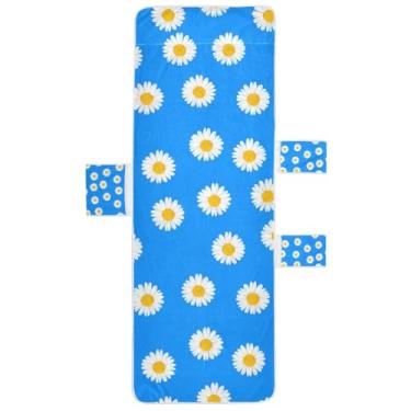 Imagem de STAYTOP Capa de toalha de espreguiçadeira 215,88 cm x 76,2 cm, capa macia para espreguiçadeira, capas de cadeira de praia com bolsos para jardim, pátio, pátio, banhos de sol, gramado, margaridas