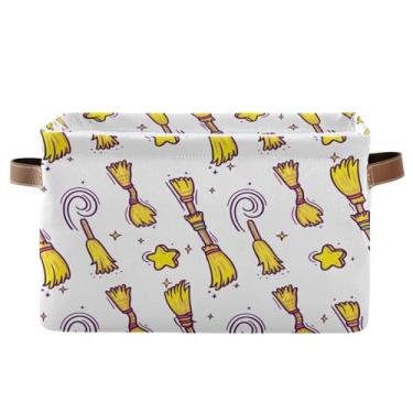 Imagem de Wassud Vassouras mágicas com cesta de armazenamento em estrela para organizar caixa de armazenamento decorativa dobrável aberta para casa com alça de tecido de lona armário armário quarto pacote com 2