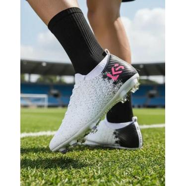Imagem de Chuteira Campo Masculina Feminina 7 Lks - Look Shoes, BcoPto/Rosa, Uni