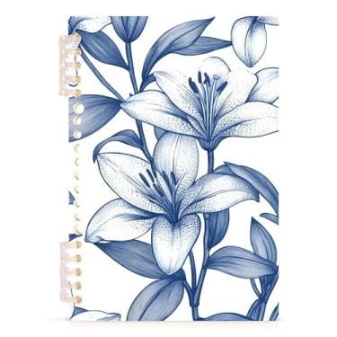 Imagem de Burbuja Caderno Lily Flowers, papel pautado universitário A5 com 60 folhas, fichário para escritório, 1 pacote