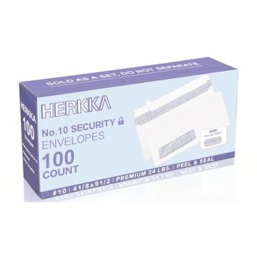 Imagem de Pacote com 100 envelopes de segurança com selagem automática de janela única número 10, projetado para notas fiscais e declarações comerciais QuickBooks, verificações impressas por computador