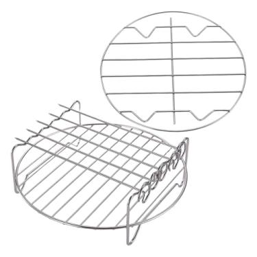 Imagem de Prateleiras Para Fritadeira A Ar - Suporte Empilhável De 20 Cm Lavável Na Máquina - Com Espetos E Tabua De Para Air Fryer | Para Cozinhar Assar Grelhar E Arrefecer Legumes E Carnes Na Cozinha