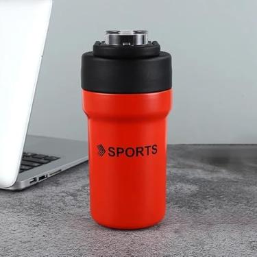 Imagem de Garrafa Térmica 500ml com Canudo de Silicone – Flip Squeeze em Aço Inox, Bebidas Frias e Quentes (Vermelho)