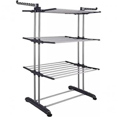 Imagem de Multi Varal De Chão Dobrável 3 Andares Com Cabideiro