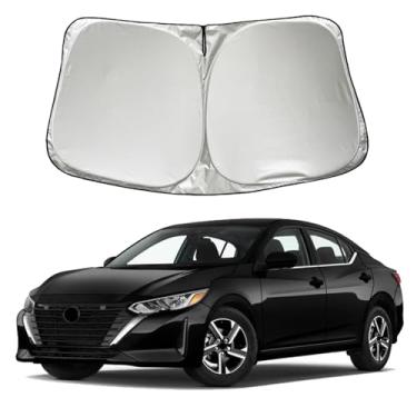 Imagem de SZYUCHEN Para-brisa de carro para-sol compatível com Nissan Sentra S SV SR 2025 2024 2023 2022 2021 2020 acessórios, viseira de proteção solar de janela frontal de carro dobrável