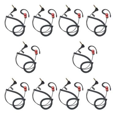 Imagem de Pacote com 10 fones de ouvido de rádio de 3,5 mm para aplicação da lei, fone de ouvido de vigilância policial, fone de ouvido removível com gancho para alto-falante microfone de rádio bidirecional