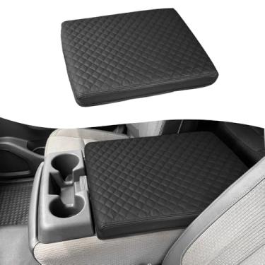 Imagem de DEYTOP Capa de console central para Nissan Titan 2004-2024 acessórios capa de apoio de braço para acessórios Nissan Titan protetor de apoio de braço de couro anti-arranhões (preto com almofada)