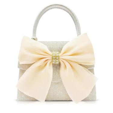 Imagem de QTKJ Bolsa de noite, bolsas clutch para mulheres, bolsa transversal de fita para festa de casamento (dourada), Dourado, One Size