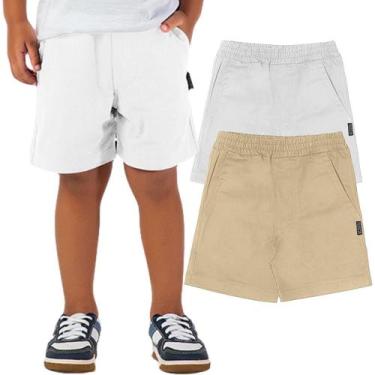 Imagem de Bermuda Infantil Menino Sarja Lisa Com Bolsos Laterais Leve Tamanho:2C