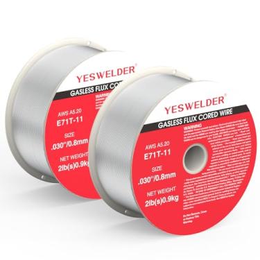 Imagem de YESWELDER Fio MIG sem gás E71T-11 Flux Core, 0,030 polegadas, 9 kg, 2 pacotes, carretel de plástico ABS forte, fio de solda de aço suave