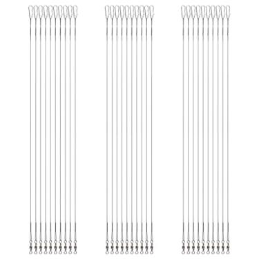 Imagem de 30 peças de líderes de pesca, fio de aço inoxidável de 23,5 cm com fivela giratória, linha de líderes de pesca, conectando isca ou anzol, para água salgada e água doce (preto)