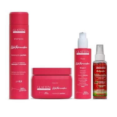 Imagem de Glatten Watermelon Shampoo e Máscara e Leave-in e Óleo