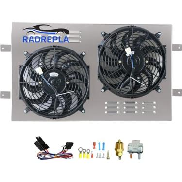 Imagem de RADREPLA Capa de radiador de alumínio CU622 com ventilador elétrico para Chevy GMC C/K/R/V/P 1500 2500 3500 3500 Suburban Blazer 5.0L 5.7L V8 Pickup Silverado Cheyenne 5 x 30 cm Kit de relé de