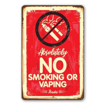 Imagem de Absolutely No Vaping Or Smoking - No Smoking Signs for Business, Restriction Signage or Warning Sign for Bar and Restaurant, 8x12 Use Indoors or Outdoors Durable Rustic Metal Sign