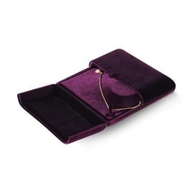Imagem de Yinbeini Caixa de anel de casamento brinco colar pulseira caixa de armazenamento caixa de presente de noivado caixa de presente organizador de joias caixa de exibição (roxo, caixa de colar média)