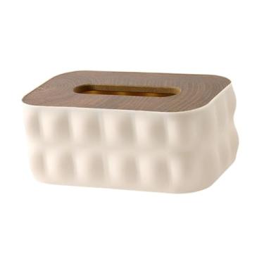 Imagem de FytStycale Porta-lenços de papel facial, organizador criativo e retangular para escritório, penteadeira, hotel, banheiro e mesa de cabeceira, Branco