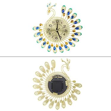 Imagem de GLOGLOW Relógio de Parede Grande e Moderno de Ferro Com Design de Pavão 3D, Silencioso e Sem Tique-taque, 14,6 Polegadas, para Sala de Estar, Decoração de Escritório, Decoração Diária