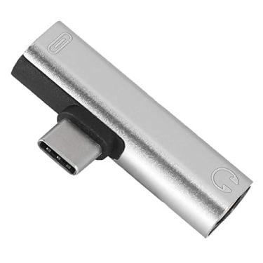 Imagem de Cryfokt Adaptador de Carregamento 2 Em 1 Tipo C Transversor USB para Uso Conveniente para Dispositivo TYPE-C Conversor Portátil de Liga de Alumínio para Ouvir e Fazer Chamadas (Prata)