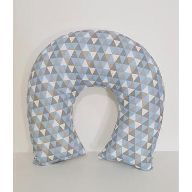 Imagem de Almofada de Amamentação Com Zíper Azul Bebê Cinza - POLYBABY