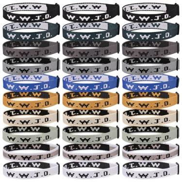 Imagem de Meajjew WWJD Pulseira Cristã para Mulheres e Homens, Pulseiras Ajustáveis para Presentes de Jesus Cristão, Pulseiras WWJD em Massa - Pulseira What Would Jesus Do, Fibra de poliéster, Sem Pedra