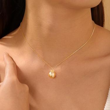 Imagem de Colar de ouro/prata para mulheres – delicado com pingente de gota banhado a 14 k/barra/pérola, formato Y, zircônia cúbica, hipoalergênica personalizada, não mancha, presente de aniversário de Natal