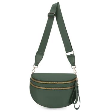 Imagem de Bolsas femininas transversais, bolsas transversais para mulheres com vários compartimentos e alças ajustáveis, leves e espaçosas. Bolsas transversais para viagens, academia e mães (verde) - sem