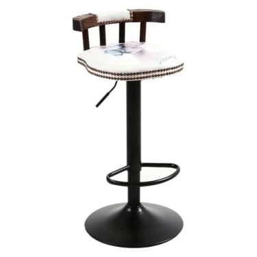 Imagem de Banqueta alta de ferro forjado, banqueta de bar americana, cadeira de bar minimalista moderna, material de couro de cera de óleo vintage, cadeiras de assento