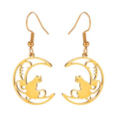 Imagem de Brincos De Argola Em Forma De Gato Para Mulheres, Acessórios De Moda E