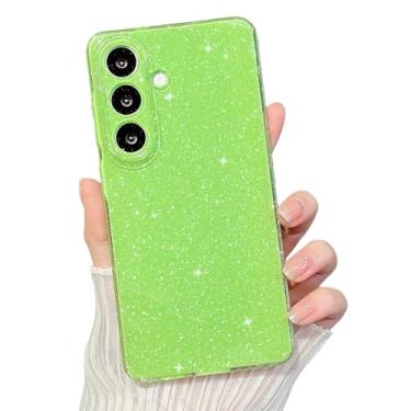 Imagem de MINSCOSE Capa com glitter compatível com Samsung Galaxy S26, linda estética brilhante, fina, à prova de choque, brilhante para Samsung Galaxy S26 para mulheres e meninas - verde neon