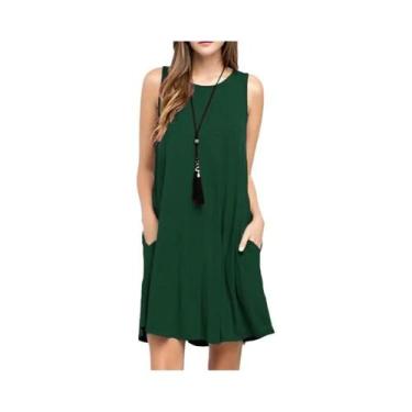 Imagem de Vestido Casual Sem Mangas Para Mulheres, Estilo Praia, Camiseta Simple