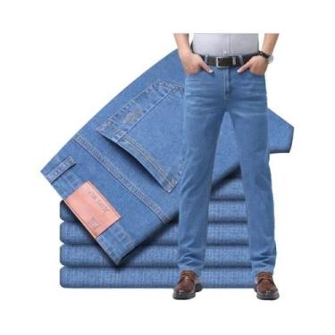 Imagem de Calças Jeans Masculinas De Verão Com Corte Reto E Stretch, Vários Tama