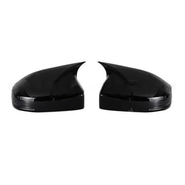 Imagem de Retrovisor do carro espelho lateral capa adesivo asa tampa da porta exterior caso guarnição de fibra de carbono Compatível com honda fit jazz shuttle cidade 2014-2018(No Light Black)