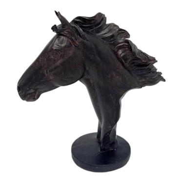Imagem de predolo Estátua de Cabeça de Cavalo, Arte em Miniatura, Ornamento Criativo de Feng Shui, Escultura de Animal para Festa, Dormitório, Quarto, Lareira, Festival, Marrom 21.8 X 9.5 X 22 Cm