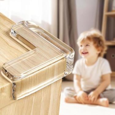 Imagem de Pacote com 12 protetores de canto para móveis para bebês e crianças, macios e transparentes, protetores de segurança para mesas