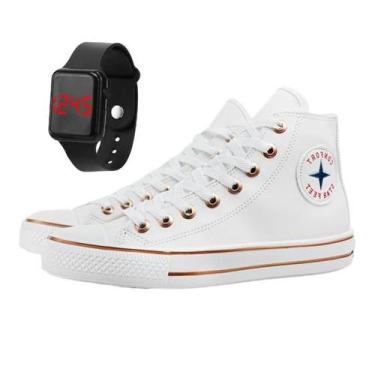 Imagem de Tenis Feminino Casual Star Cano Medio Confortavel Relogio Led - Star F