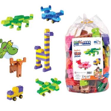Imagem de Kit Blocos Infantil Bolsa Com 180 Peças Grandes - Maptoy
