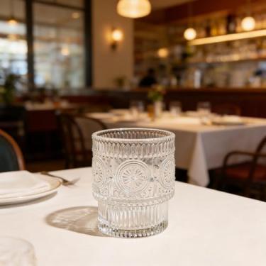 Imagem de Copo antigo de 270 ml, copo de vidro de girassol, água transparente com suco, uísque, cerveja e coquetel