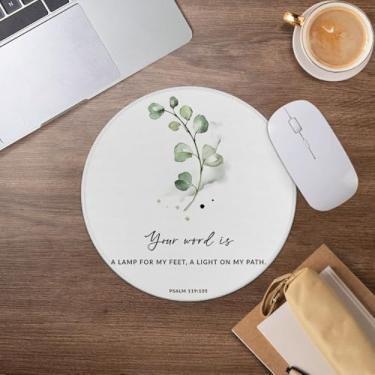 Imagem de Mouse pad cristão, versículo bíblico eucalipto botânico mousepad para mesa, escritório, casa, dormitório, computadores, laptop, acessórios, presentes religiosos cristãos para mulheres, 19 x 19 cm