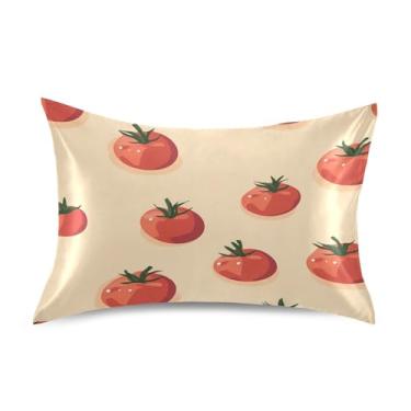 Imagem de Wassud Red Tomatoes Fronha de cetim para cabelo e pele fronhas de seda lisa king size respiráveis com fecho de envelope