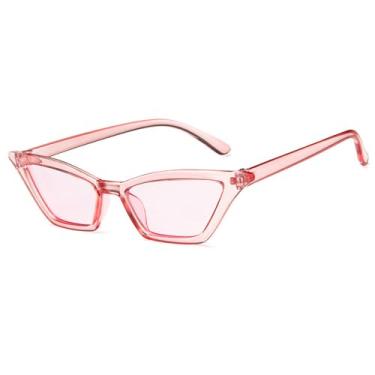 Imagem de Óculos de Sol gatinho de armação pequena em cores vibrantes, unissex, com proteção UV400, ideais para esportes ao ar livre como corrida e ciclismo, na cor rosa.