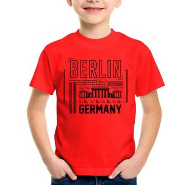 Imagem de Camiseta Infantil Berlim Alemanha - Foca na Moda, Vermelho, 2