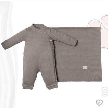 Imagem de Saída Maternidade Bebê Menino Tricô Sem Pé Cinza Fofinho-Masculino