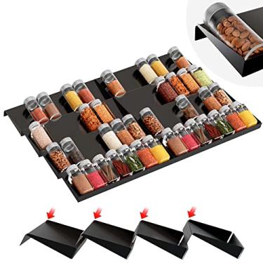 Imagem de IIIOIIIA Organizador de especiarias atualizado para gaveta, suporte de tempero de aço inoxidável de 8 camadas, suporte para gavetas/armários de cozinha (frascos não incluídos), 32,6 cm de largura x 46