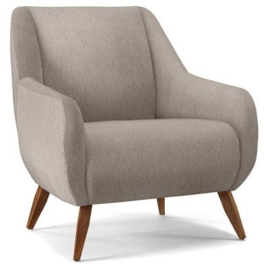 Imagem de Poltrona Fixa Pés De Madeira Paloma D02 Linho Bege C-107 - A COLCHOES