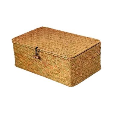 Imagem de Cesta De Armazenamento Vintage Feita À Mão Em Palha, Caixa De Presente